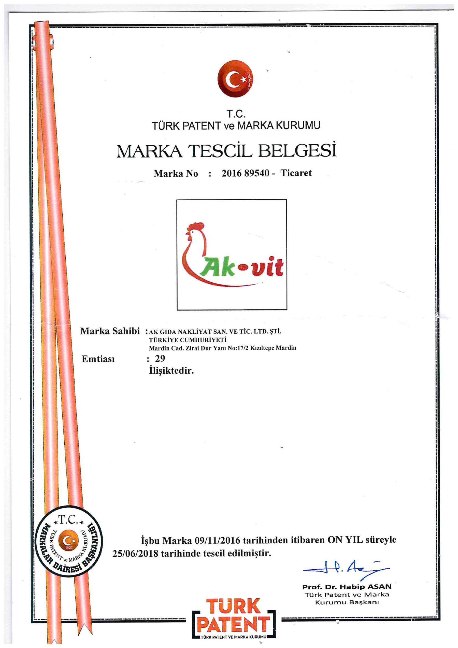 MARKA TESCİL BELGESİ